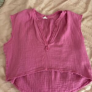 Aerie Textured Pink Blouse
